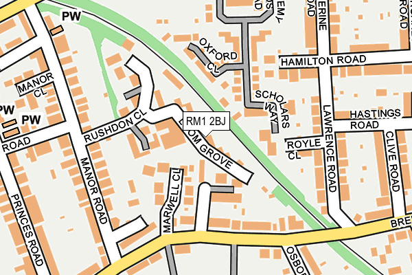 RM1 2BJ map - OS OpenMap – Local (Ordnance Survey)