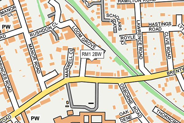 RM1 2BW map - OS OpenMap – Local (Ordnance Survey)