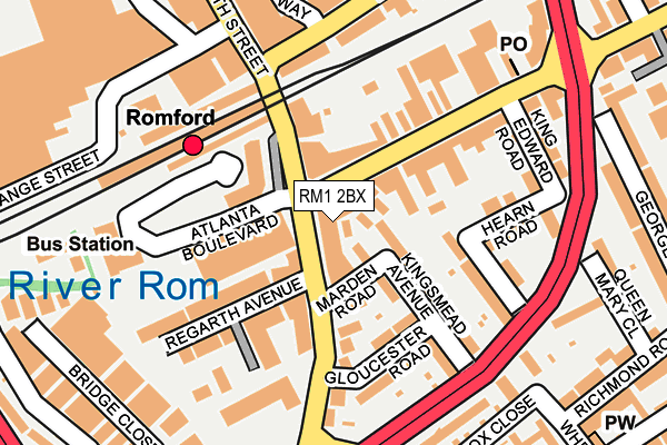 RM1 2BX map - OS OpenMap – Local (Ordnance Survey)