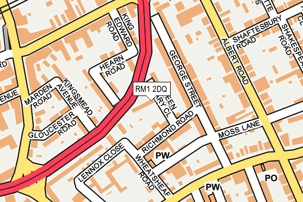 RM1 2DQ map - OS OpenMap – Local (Ordnance Survey)