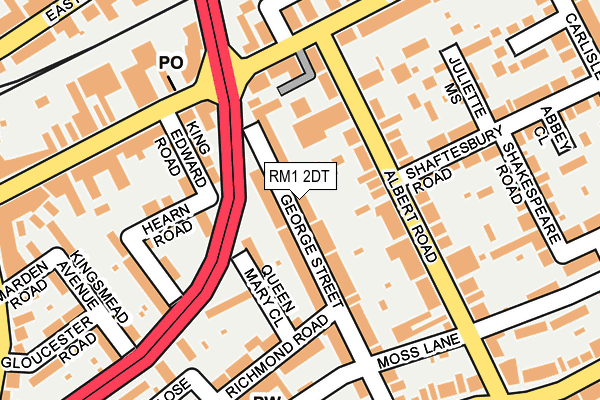 RM1 2DT map - OS OpenMap – Local (Ordnance Survey)