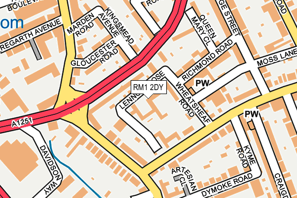 RM1 2DY map - OS OpenMap – Local (Ordnance Survey)