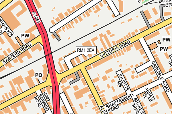 RM1 2EA map - OS OpenMap – Local (Ordnance Survey)