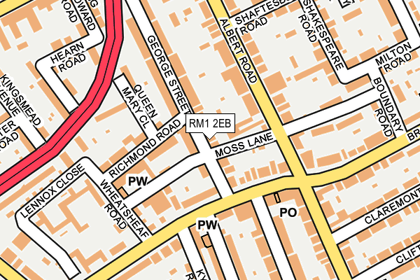 RM1 2EB map - OS OpenMap – Local (Ordnance Survey)