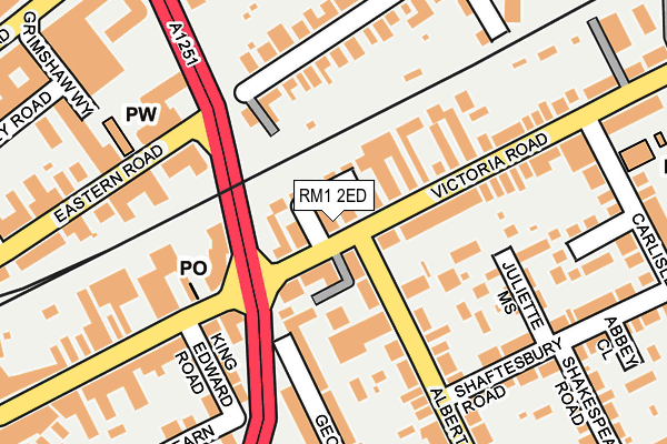 RM1 2ED map - OS OpenMap – Local (Ordnance Survey)