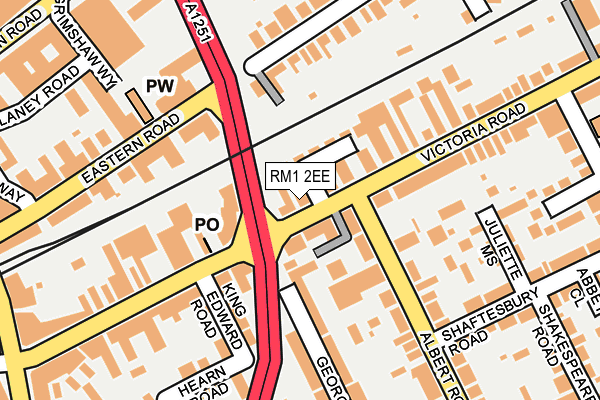 RM1 2EE map - OS OpenMap – Local (Ordnance Survey)