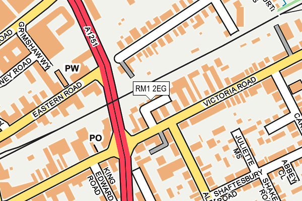 RM1 2EG map - OS OpenMap – Local (Ordnance Survey)
