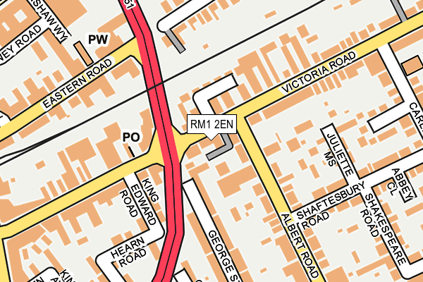 RM1 2EN map - OS OpenMap – Local (Ordnance Survey)