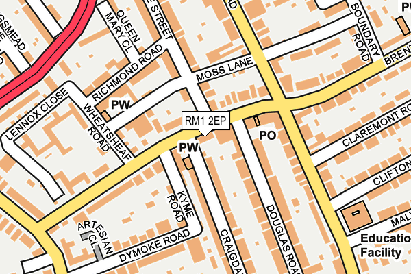 RM1 2EP map - OS OpenMap – Local (Ordnance Survey)