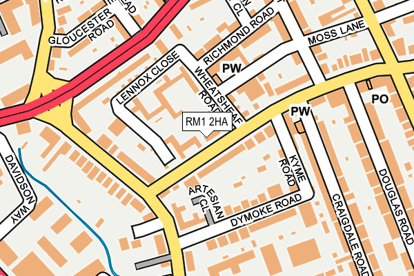 RM1 2HA map - OS OpenMap – Local (Ordnance Survey)