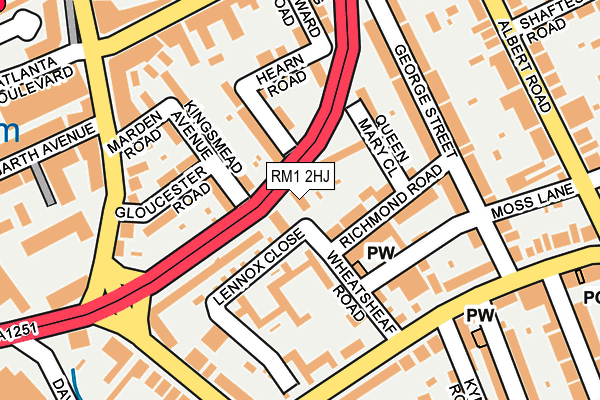 RM1 2HJ map - OS OpenMap – Local (Ordnance Survey)