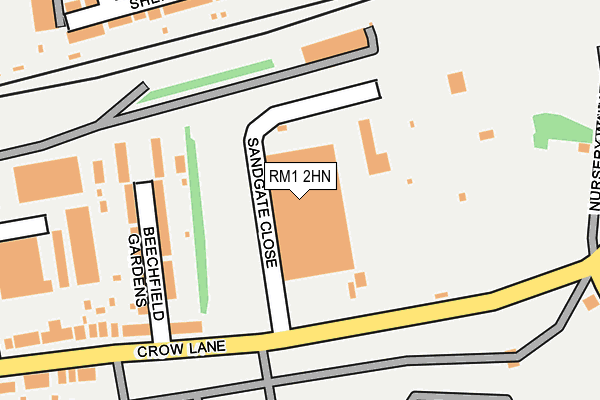 RM1 2HN map - OS OpenMap – Local (Ordnance Survey)