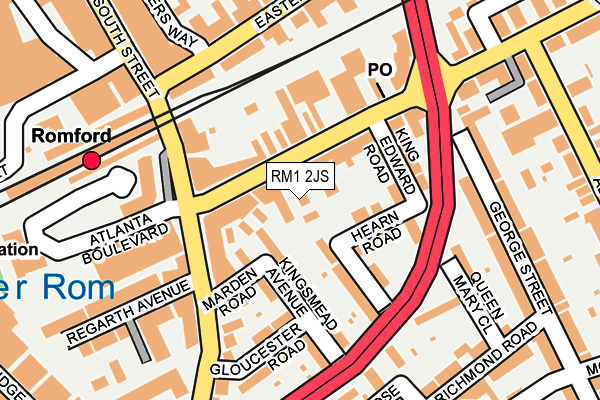 RM1 2JS map - OS OpenMap – Local (Ordnance Survey)