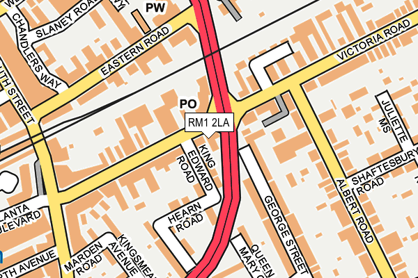RM1 2LA map - OS OpenMap – Local (Ordnance Survey)