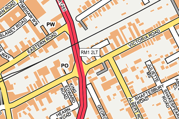 RM1 2LT map - OS OpenMap – Local (Ordnance Survey)