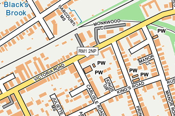 RM1 2NP map - OS OpenMap – Local (Ordnance Survey)