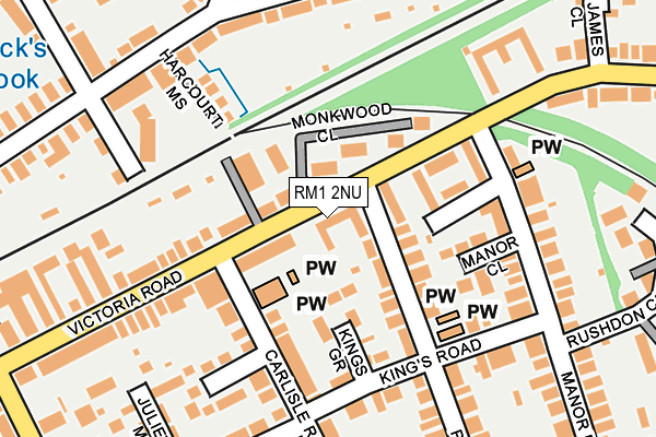 RM1 2NU map - OS OpenMap – Local (Ordnance Survey)