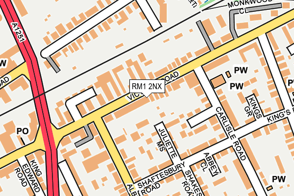 RM1 2NX map - OS OpenMap – Local (Ordnance Survey)