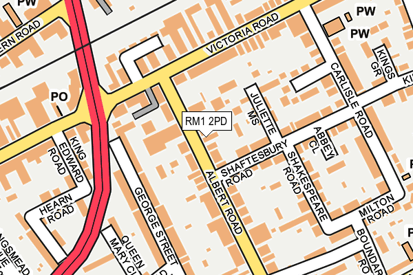 RM1 2PD map - OS OpenMap – Local (Ordnance Survey)