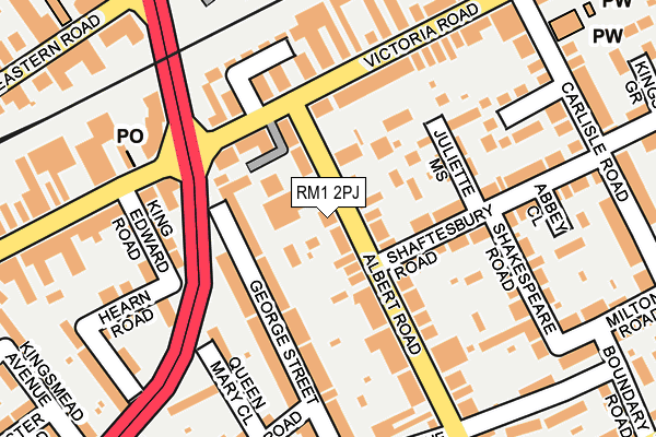 RM1 2PJ map - OS OpenMap – Local (Ordnance Survey)