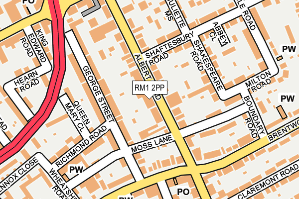 RM1 2PP map - OS OpenMap – Local (Ordnance Survey)