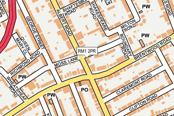RM1 2PR map - OS OpenMap – Local (Ordnance Survey)