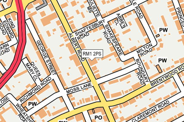 RM1 2PS map - OS OpenMap – Local (Ordnance Survey)