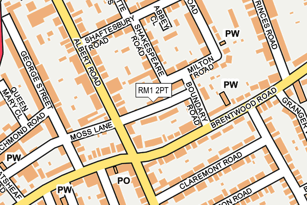 RM1 2PT map - OS OpenMap – Local (Ordnance Survey)