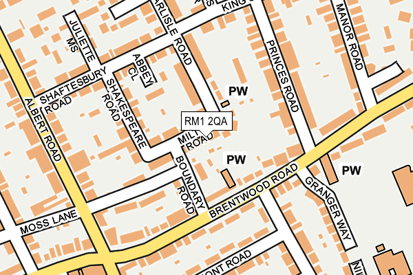 RM1 2QA map - OS OpenMap – Local (Ordnance Survey)