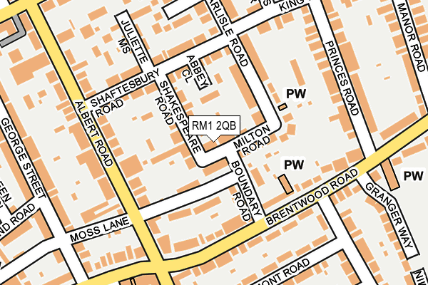 RM1 2QB map - OS OpenMap – Local (Ordnance Survey)