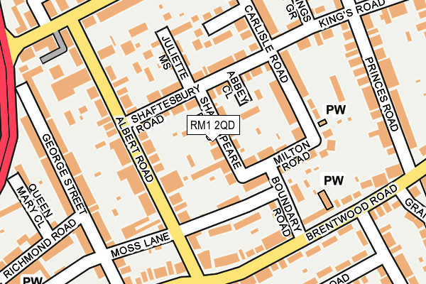 RM1 2QD map - OS OpenMap – Local (Ordnance Survey)