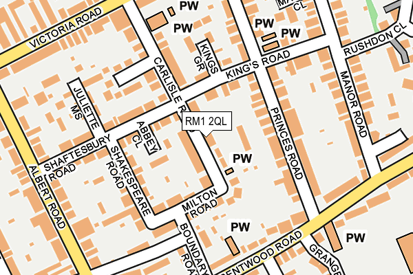 RM1 2QL map - OS OpenMap – Local (Ordnance Survey)