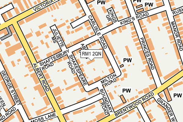 RM1 2QN map - OS OpenMap – Local (Ordnance Survey)