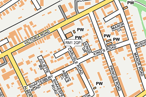 RM1 2QP map - OS OpenMap – Local (Ordnance Survey)