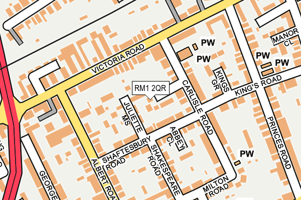 RM1 2QR map - OS OpenMap – Local (Ordnance Survey)