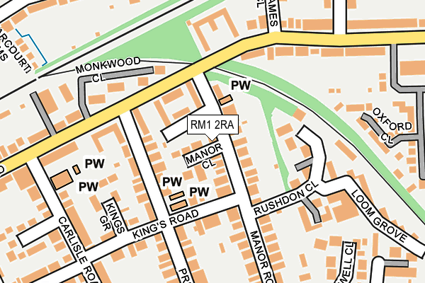 RM1 2RA map - OS OpenMap – Local (Ordnance Survey)