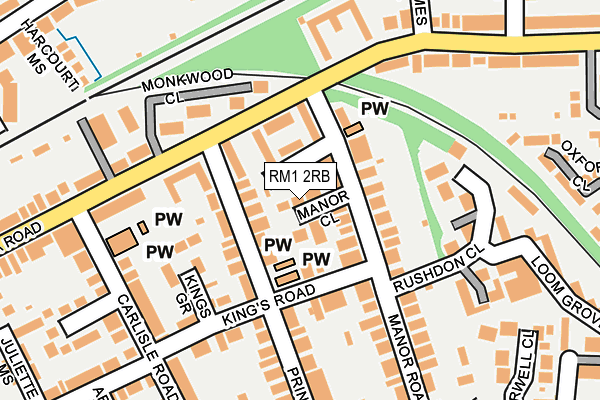 RM1 2RB map - OS OpenMap – Local (Ordnance Survey)