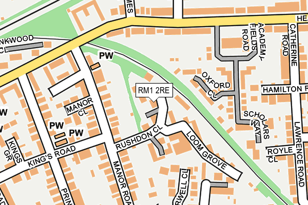 RM1 2RE map - OS OpenMap – Local (Ordnance Survey)