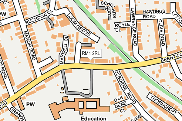 RM1 2RL map - OS OpenMap – Local (Ordnance Survey)