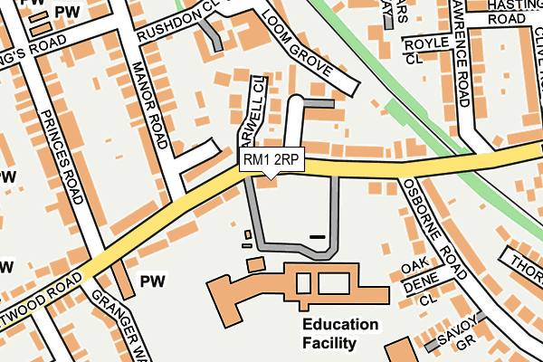 RM1 2RP map - OS OpenMap – Local (Ordnance Survey)