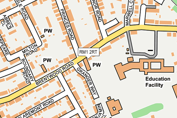 RM1 2RT map - OS OpenMap – Local (Ordnance Survey)