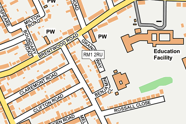 RM1 2RU map - OS OpenMap – Local (Ordnance Survey)