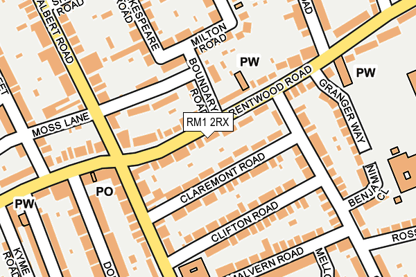 RM1 2RX map - OS OpenMap – Local (Ordnance Survey)