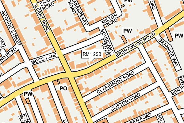 RM1 2SB map - OS OpenMap – Local (Ordnance Survey)