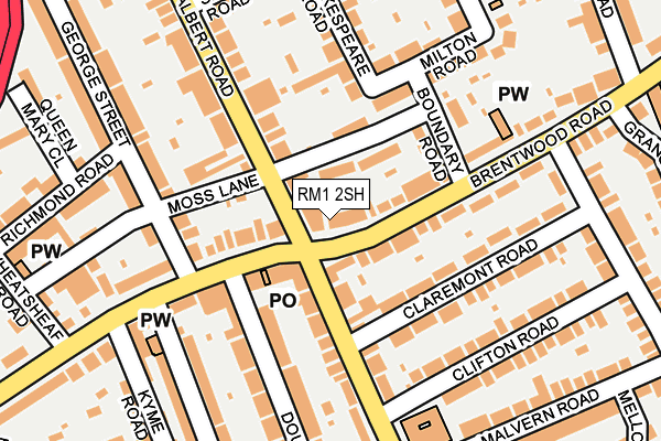 RM1 2SH map - OS OpenMap – Local (Ordnance Survey)