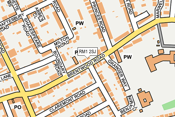 RM1 2SJ map - OS OpenMap – Local (Ordnance Survey)