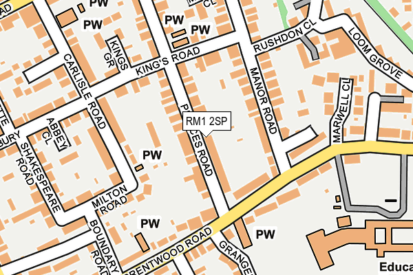 RM1 2SP map - OS OpenMap – Local (Ordnance Survey)