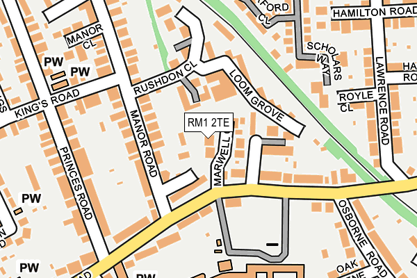 RM1 2TE map - OS OpenMap – Local (Ordnance Survey)