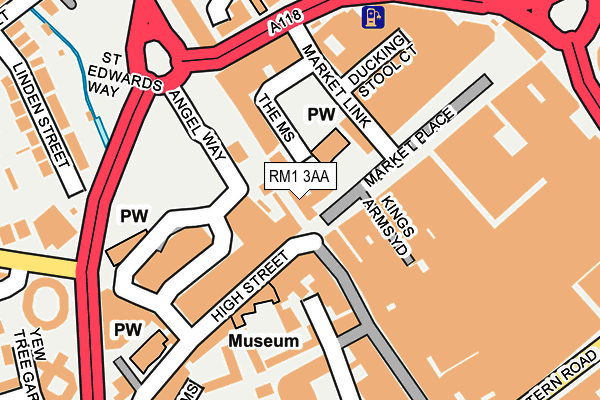 RM1 3AA map - OS OpenMap – Local (Ordnance Survey)