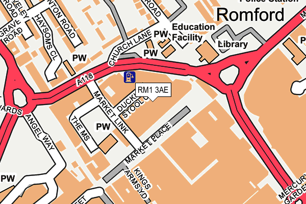 RM1 3AE map - OS OpenMap – Local (Ordnance Survey)
